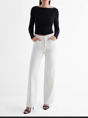 Express Women's High-Rise Wide-Leg Jeans in White